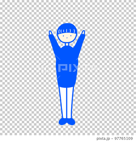 Hand-drawn illustration of a person who rejoices 97765109