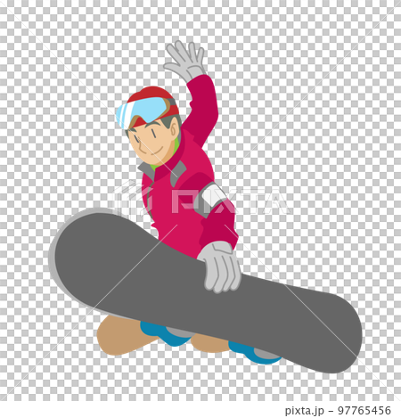 スノーボードでトリックをきめる男性 スノーボードでトリックをきめる男性 97765456