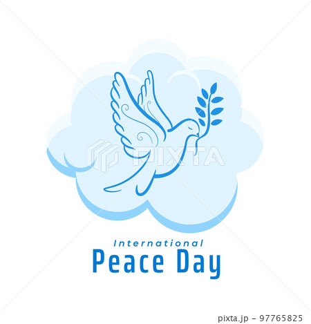 decorative peace day wishes card with dove in cloudy design vector illustration 97765825