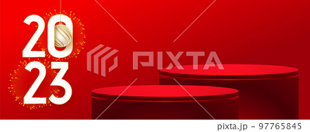 2023 new year celebration banner with 3d podium platform 2023 new year celebration banner with 3d podium platform 97765845