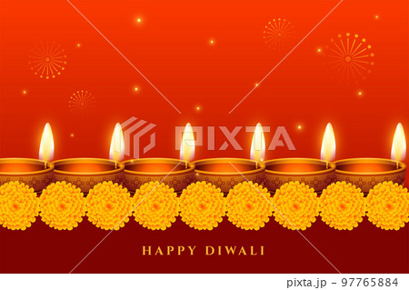 decorative traditional hindu festival background with flowers and lamp des 97765884