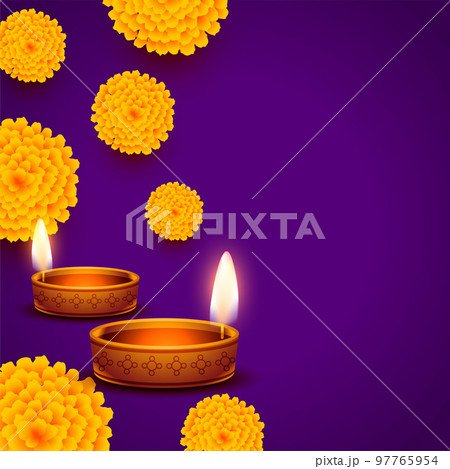 diwali greeting background in flat purple color with floral and diya design diwali greeting background in flat purple color with floral and diya design 97765954