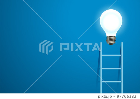 clean step ladder reaches to glowing light bulb represent idea concept vector illustration clean step ladder reaches to glowing light bulb represent idea concept vector illustration 97766332
