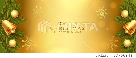 elegant merry christmas golden banner with...のイラスト素材 [97766342] - PIXTA