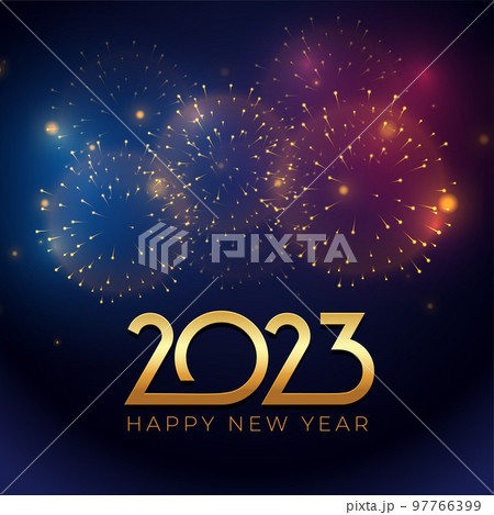 elegant new year 2023 background with glowing firework design vector illustration 97766399