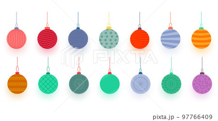 collection of colorful xmas bauble elements in line style collection of colorful xmas bauble elements in line style 97766409