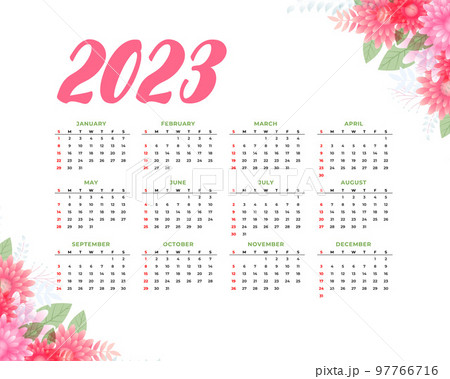 annual 2023 calendar template with floral decoration design annual 2023 calendar template with floral decoration design 97766716