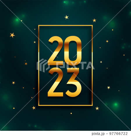 glowing happy new year banner with golden 2023 text design vector illustration 97766722