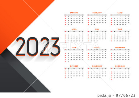 2023 englsih calendar template in modern style vector design 97766723