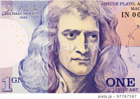 Isaac Newton a portrait from money 97767587