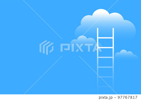 ladder climbs up to the sky with cloud concept background vector illustration 97767817