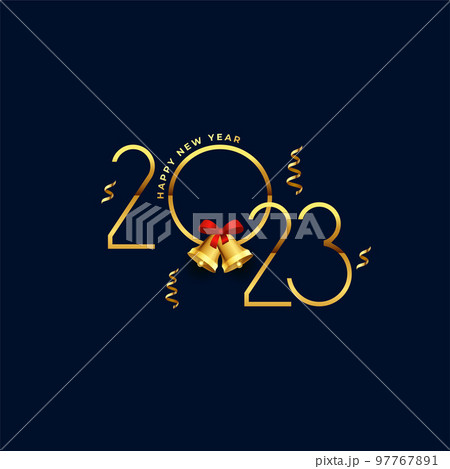 new year wishes card with 2023 lettering and christmas bell design vector illustration 97767891