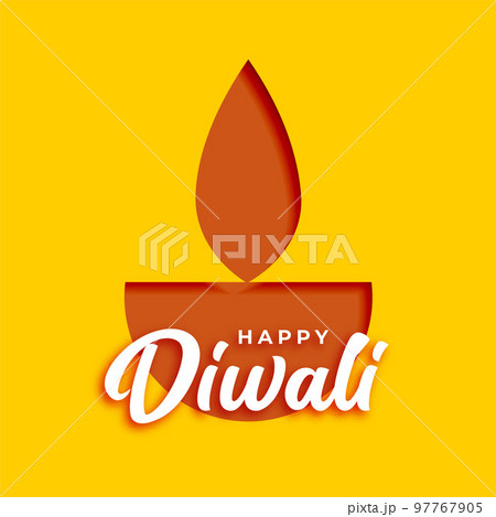happy diwali diya or lamp design on yellow background 97767905