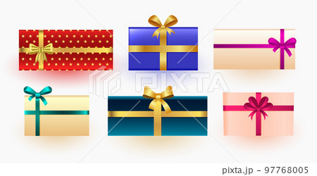 set of isolated present box wrapped in colorful paper for christmas design 97768005