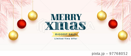 merry christmas biggest sale banner with hanging bauble 97768052