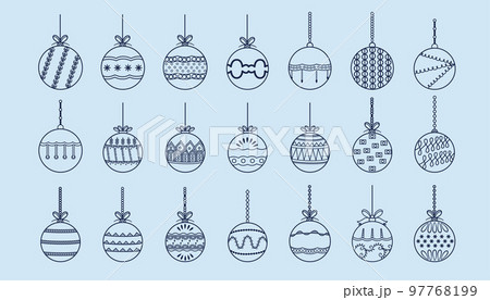 pack of christmas bauble elements design in line style 97768199