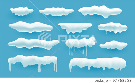 pack of decorative snowfall caps for winter season design vector illustration 97768258