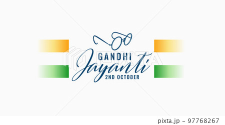 happy gandhi jayanti background with indian flag vector illustration 97768267