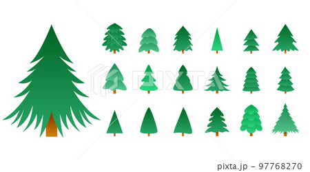 pack of isolated green christmas tree ornaments design vector illustration 97768270