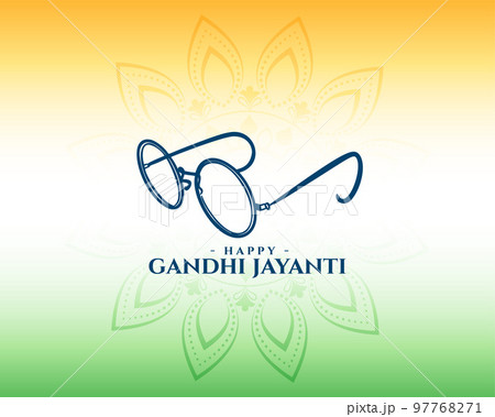happy gandhi jayanti template in indian style tricolor background vector illustration 97768271