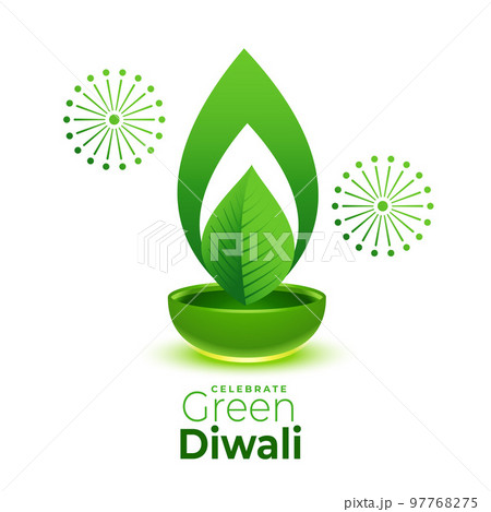 happy green diwali creative eco diya design... - Stock Illustration  [97768275] - PIXTA
