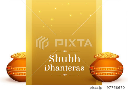 premium shubh dhanteras vector design with golden coin kalasha 97768670