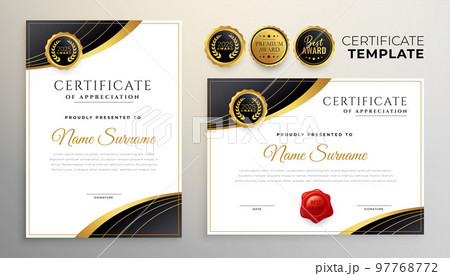 professional golden certificate of appreciation premium template 97768772