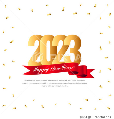 happy new year 2023 golden confetti celebration background vector illustration 97768773