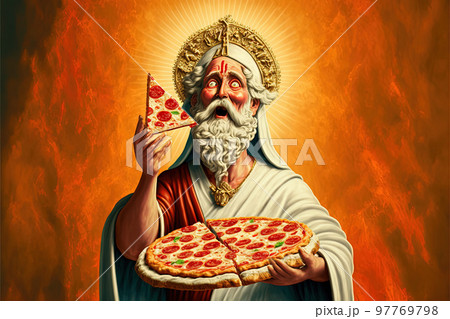 God hands eating a pizza generative ai 97769798