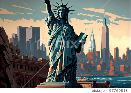 new york city statue of liberty painted by by Andy Wharol illustration generative ai new york city statue of liberty painted by by Andy Wharol illustration generative ai 97769813