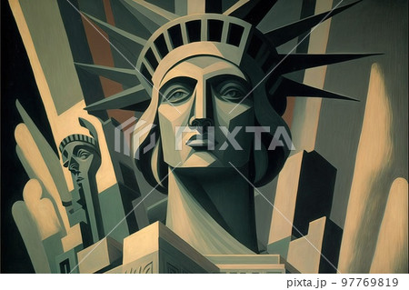 new york city statue of liberty painted by Picasso illustration generative ai 97769819