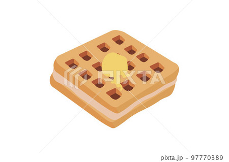Waffle icon, vector illustration of a waffle, a pastry for breakfast, a sweet snack. 97770389