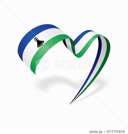 Lesotho flag heart-shaped wavy ribbon. Vector illustration. Lesotho flag heart-shaped wavy ribbon. Vector illustration. 97770404