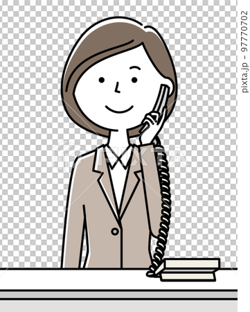 電話するスーツの女性 電話するスーツの女性 97770702