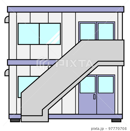 プレハブ式の現場事務所などに使われる小屋のイラスト素材 [97770708] - PIXTA