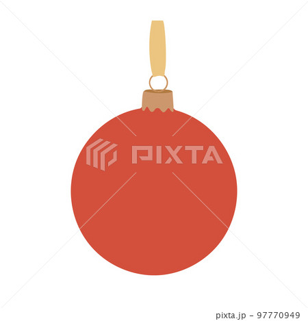 The Christmas tree ball is red. Christmas tree decoration highlighted on a white background. A symbol of a happy New Year, celebration of Christmas holidays, winter. Flat design. Vector illustration The Christmas tree ball is red. Christmas tree decoration highlighted on a white background. A symbol of a happy New Year, celebration of Christmas holidays, winter. Flat design. Vector illustration 97770949