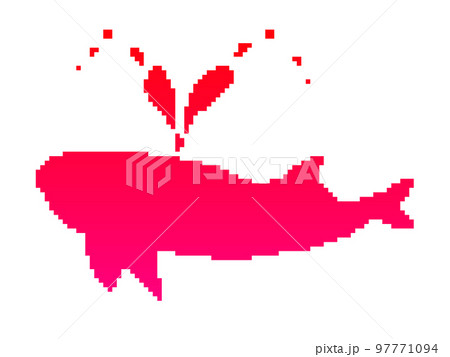 ドット絵のクジラシルエット(赤) ドット絵のクジラシルエット(赤) 97771094