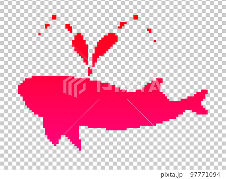 ドット絵のクジラシルエット(赤) ドット絵のクジラシルエット(赤) 97771094