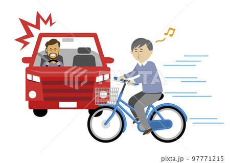 自転車に乗って危険な運転をするイラストイメージ 97771215