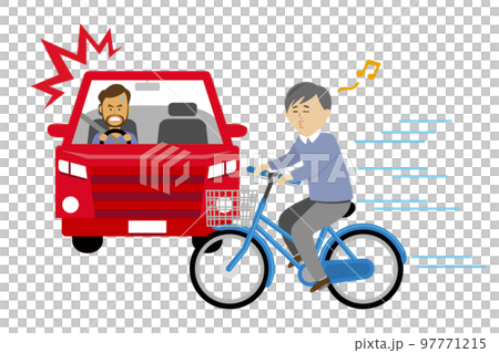 Illustration image of riding a bicycle and driving dangerously Illustration image of riding a bicycle and driving dangerously 97771215