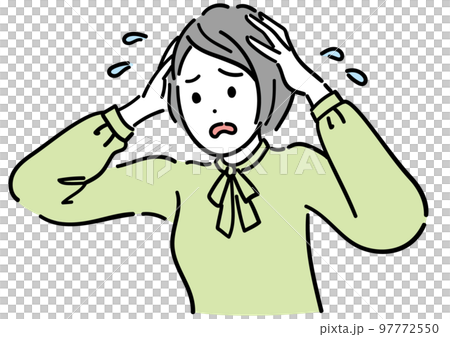 一個女人驚慌地抱著頭 97772550