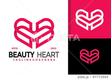 Letter M Beauty Heart Logo Design Vector Illustration Template 97772688
