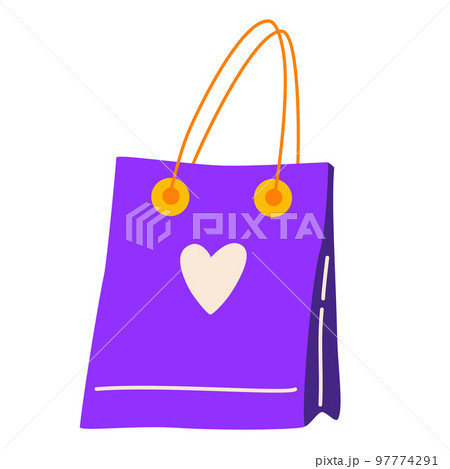 Shopping bag. World consumer rights day sale. Empty shopping bag is insulated on white. Vector cartoon illustration 97774291