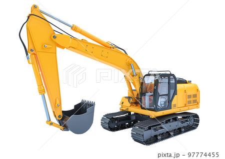 yellow excavator. isolated. yellow excavator. isolated. 97774455