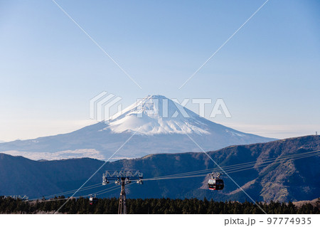 大涌谷から望む富士山 97774935