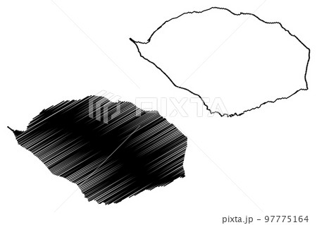 Samothrace island (Hellenic Republic, Greece, Aegean Sea) map vector illustration, scribble sketch Samothrace map 97775164