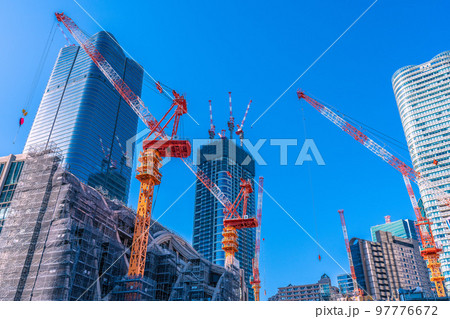 日本の東京都市景観 虎ノ門・麻布台地区第一種市街地再開発などを望む＝2022年12月29日 97776672
