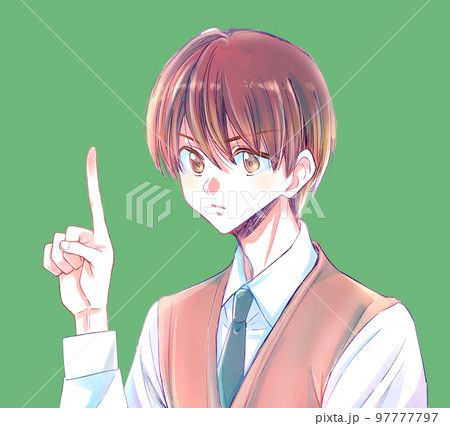 真面目そうな男子学生　指さし 97777797