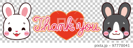 Thank you heart of cute white and Dutch rabbit Thank you heart of cute white and Dutch rabbit 97778041