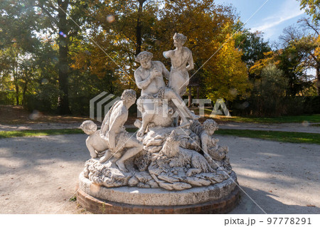 Gruppo del Sileno statue by J.B. Boudard in the Ducal Park in Parma, Italy. Gruppo del Sileno statue by J.B. Boudard in the Ducal Park in Parma, Italy. 97778291